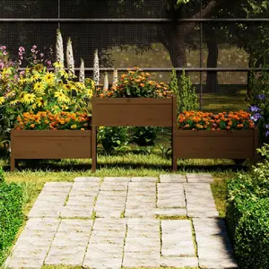 vidaXL Jardinière Marron miel 245,5x44x75 cm Bois massif de pin pas cher