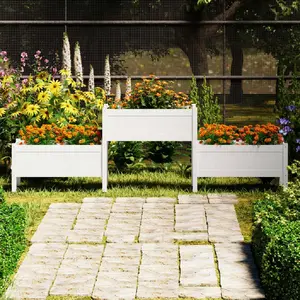 vidaXL Jardinière Blanc 245,5x44x75 cm Bois massif de pin pas cher