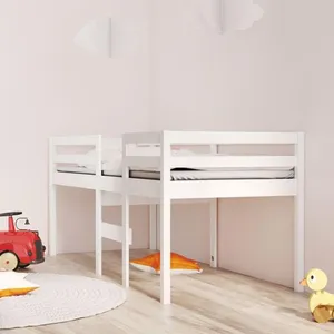 vidaXL Lit haut Blanc 80x200 cm Bois de pin massif pas cher