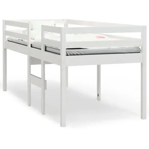 vidaXL Lit haut Blanc 90x200 cm Bois de pin massif pas cher
