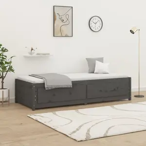 vidaXL Lit de jour Gris 90x200 cm Bois de pin massif pas cher
