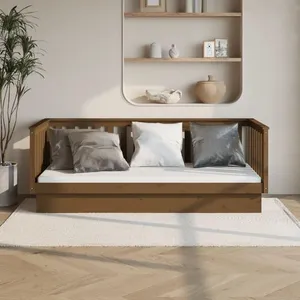 vidaXL Lit de jour Marron miel 100x200 cm Bois de pin massif pas cher