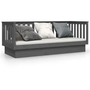 vidaXL Lit de jour Gris 75x190 cm Bois de pin massif pas cher