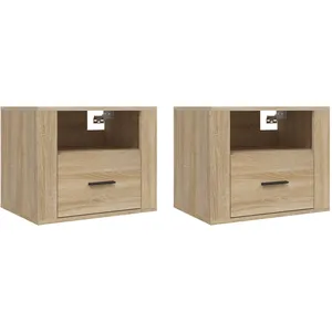 vidaXL Tables de chevet murales 2 pcs Chêne sonoma 50x36x40 cm pas cher
