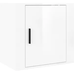 vidaXL Table de chevet murale Blanc brillant 50x30x47 cm pas cher