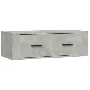 vidaXL Meuble TV suspendu Gris béton 80x36x25 cm Bois d'ingénierie pas cher