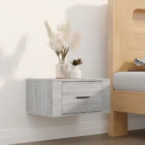vidaXL Table de chevet murale Sonoma gris 50x36x25 cm pas cher