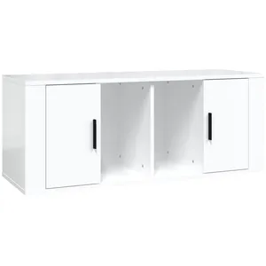 vidaXL Meuble TV Blanc brillant 100x35x40 cm Bois d'ingénierie pas cher