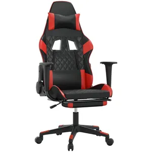 Comparateur de prix : vidaXL Chaise de jeu avec repose-pied Noir et rouge Similicuir