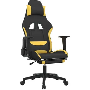 vidaXL Chaise de jeu avec repose-pied Noir et jaune Tissu pas cher