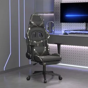 Comparateur de prix : vidaXL Chaise de jeu avec repose-pied Noir et camouflage Similicuir