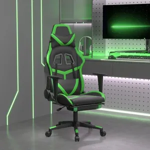 vidaXL Chaise de jeu avec repose-pied Noir et vert Similicuir pas cher