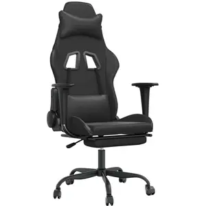Comparateur de prix : vidaXL Chaise de jeu avec repose-pied Noir Similicuir