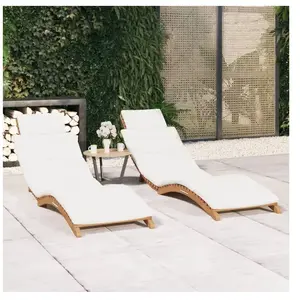 Comparateur de prix : vidaXL Chaises longues 2 pcs avec coussins Bois massif de teck