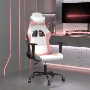 vidaXL Chaise de jeu Blanc et rose Similicuir pas cher