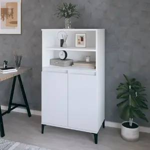 vidaXL Buffet haut Blanc 60x36x110 cm Bois d'ingénierie pas cher