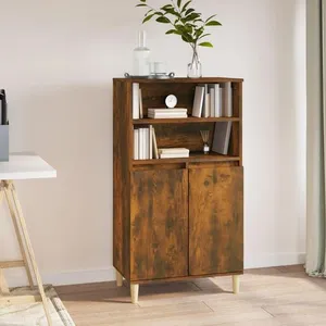 vidaXL Buffet haut Chêne fumé 60x36x110 cm Bois d'ingénierie pas cher
