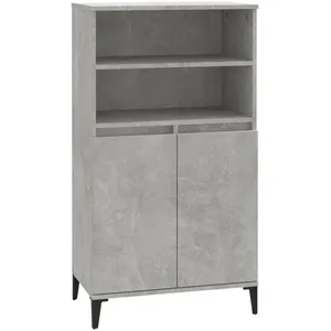 vidaXL Buffet haut Gris béton 60x36x110 cm Bois d'ingénierie pas cher