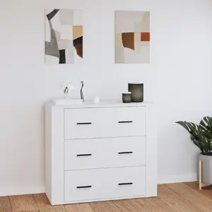 vidaXL Buffet Blanc 80x33x70 cm Bois d'ingénierie pas cher