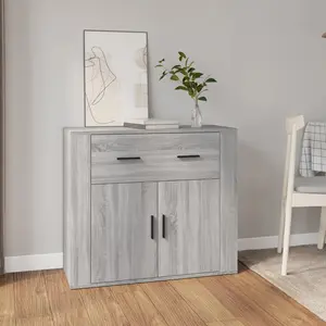 vidaXL Buffet Sonoma gris 80x33x70 cm Bois d'ingénierie pas cher
