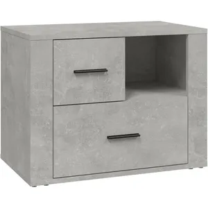 vidaXL Table de chevet Gris béton 60x36x45 cm Bois d'ingénierie pas cher