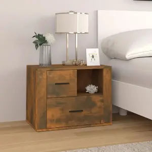 vidaXL Table de chevet Chêne fumé 60x36x45 cm Bois d'ingénierie pas cher