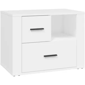 vidaXL Table de chevet Blanc 60x36x45 cm Bois d'ingénierie pas cher