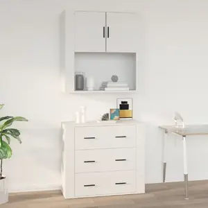 vidaXL Armoire murale Blanc 80x33x80 cm Bois d'ingénierie pas cher