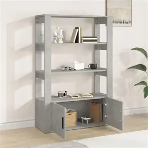 vidaXL Buffet Gris béton 80x30x119,5 cm Bois d'ingénierie pas cher
