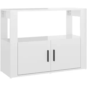 vidaXL Buffet Blanc brillant 80x30x60 cm Bois d'ingénierie pas cher