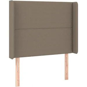 vidaXL Tête de lit avec oreilles Taupe 93x16x118/128 cm Tissu pas cher