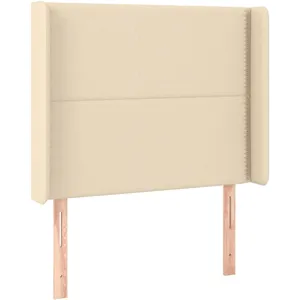 vidaXL Tête de lit avec oreilles Crème 103x16x118/128 cm Tissu pas cher