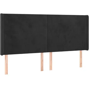 vidaXL Tête de lit avec oreilles Noir 163x16x118/128 cm Velours pas cher