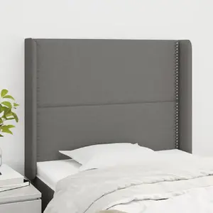 vidaXL Tête de lit avec oreilles Gris foncé 83x16x118/128 cm Tissu pas cher