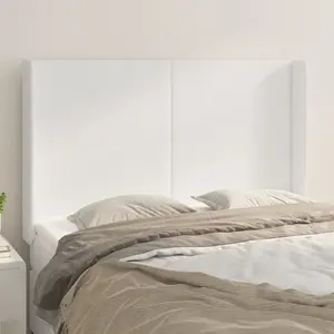 vidaXL Tête de lit avec oreilles Blanc 147x16x118/128 cm Similicuir pas cher