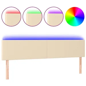 Comparateur de prix : vidaXL Tête de lit à LED Crème 160x5x78/88 cm Tissu