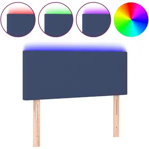 vidaXL Tête de lit à LED Bleu 90x5x78/88 cm Tissu pas cher