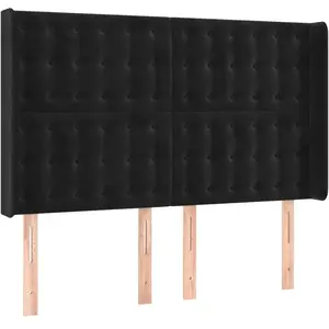 vidaXL Tête de lit avec oreilles Noir 147x16x118/128 cm Velours pas cher