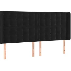 vidaXL Tête de lit avec oreilles Noir 203x16x118/128 cm Velours pas cher