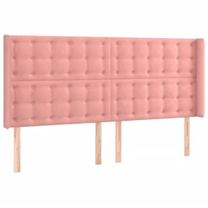 vidaXL Tête de lit avec oreilles Rose 203x16x118/128 cm Velours pas cher