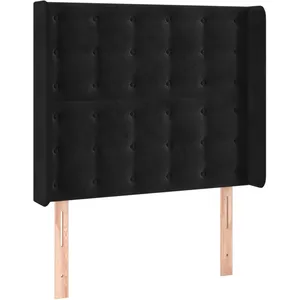vidaXL Tête de lit avec oreilles Noir 83x16x118/128 cm Velours pas cher