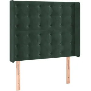 vidaXL Tête de lit avec oreilles Vert foncé 83x16x118/128 cm Velours pas cher