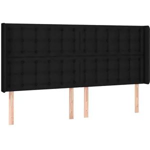 vidaXL Tête de lit avec oreilles Noir 203x16x118/128 cm Tissu pas cher
