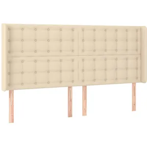 vidaXL Tête de lit avec oreilles Crème 203x16x118/128 cm Tissu