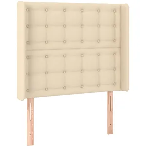 vidaXL Tête de lit avec oreilles Crème 93x16x118/128 cm Tissu pas cher