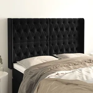 vidaXL Tête de lit avec oreilles Noir 147x16x118/128 cm Velours pas cher