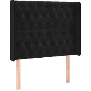 vidaXL Tête de lit avec oreilles Noir 103x16x118/128 cm Velours pas cher