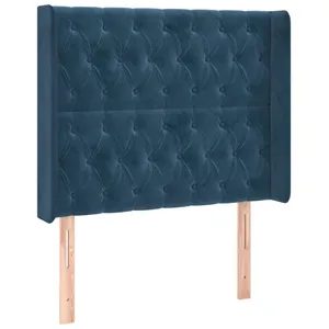 vidaXL Tête de lit avec oreilles Bleu foncé 103x16x118/128 cm Velours pas cher