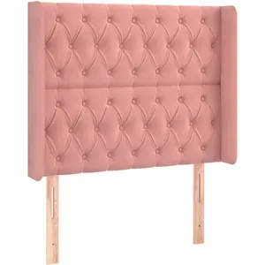 vidaXL Tête de lit avec oreilles Rose 103x16x118/128 cm Velours pas cher