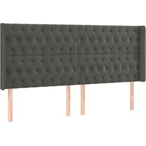 vidaXL Tête de lit avec oreilles Gris foncé 203x16x118/128 cm Velours pas cher